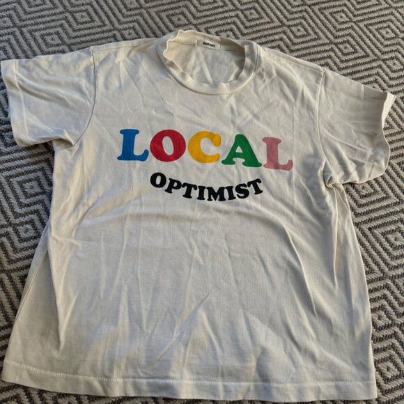 Madhappy Local Optimist Cropped White Tee Size XL - Picture 2 of 2